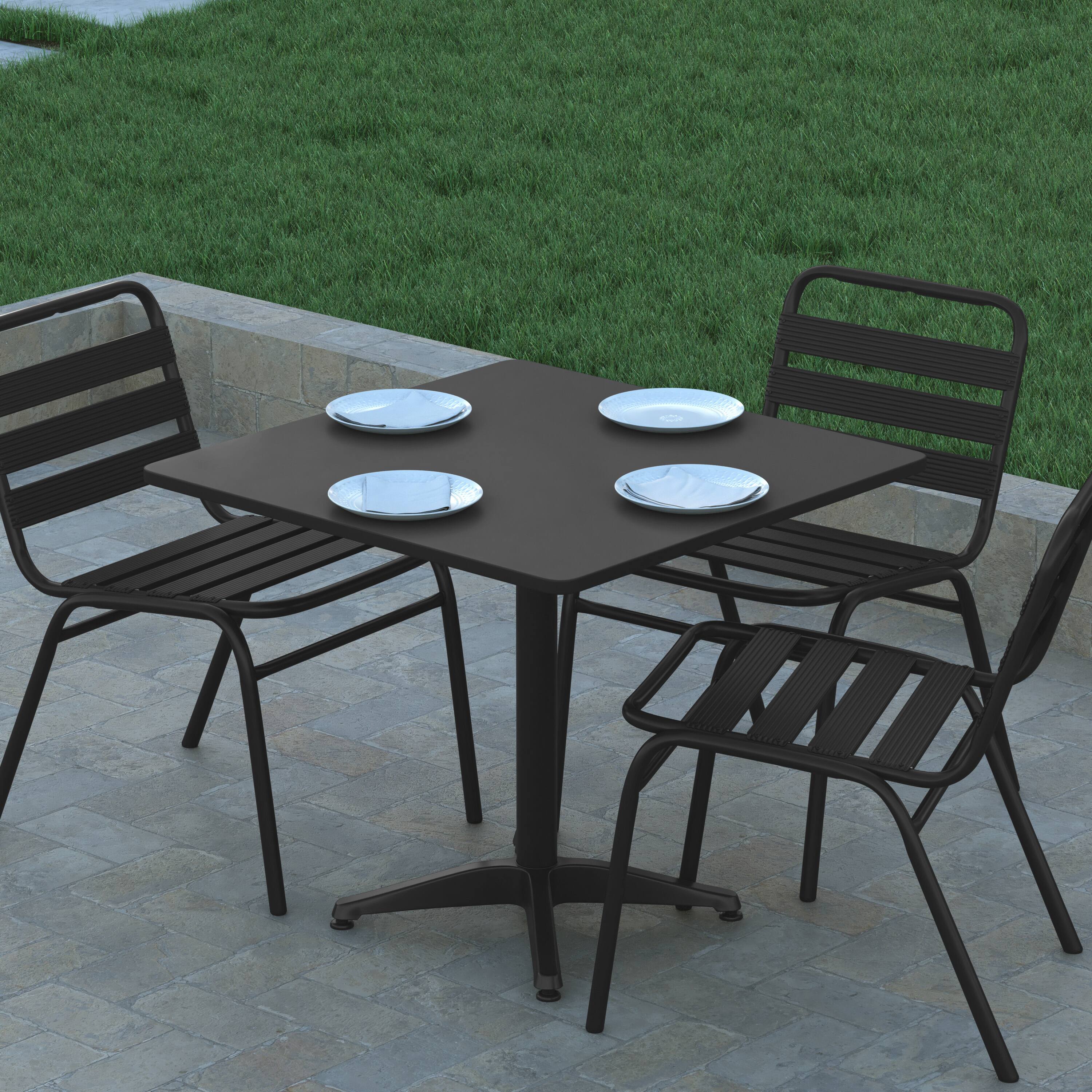 Alt View 3. Emma + Oliver - 31.5'' Square Aluminum Indoor-Outdoor Table with Base - Black.