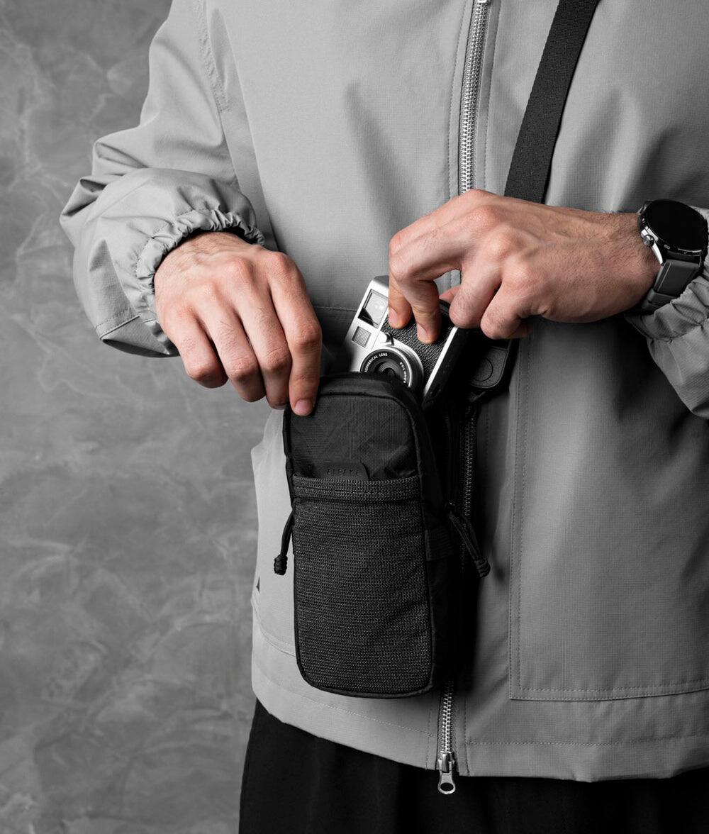 Alt View 2. ALPAKA - Crossbody Phone Bag & EDC Organizer - Modular Shoulder Pocket Max for Travel, Weather-Resistant - Black Ultradyne 100D.