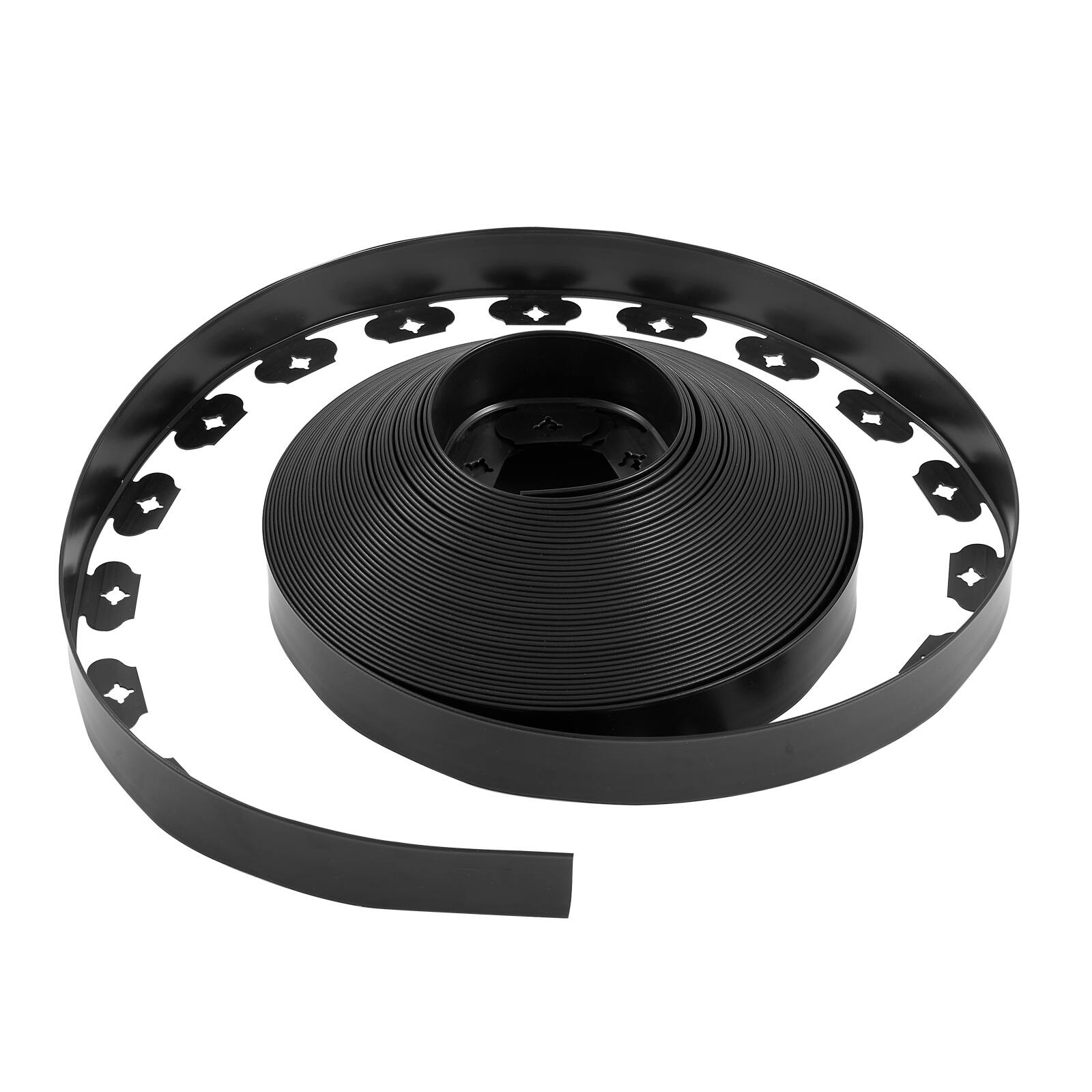 Alt View 5. VEVOR - Landscape Edging, 100 ft x 1.5 in Plastic Garden Border Edging with 120 Spikes, No Dig, Flexible Lawn Edgings Roll - black.