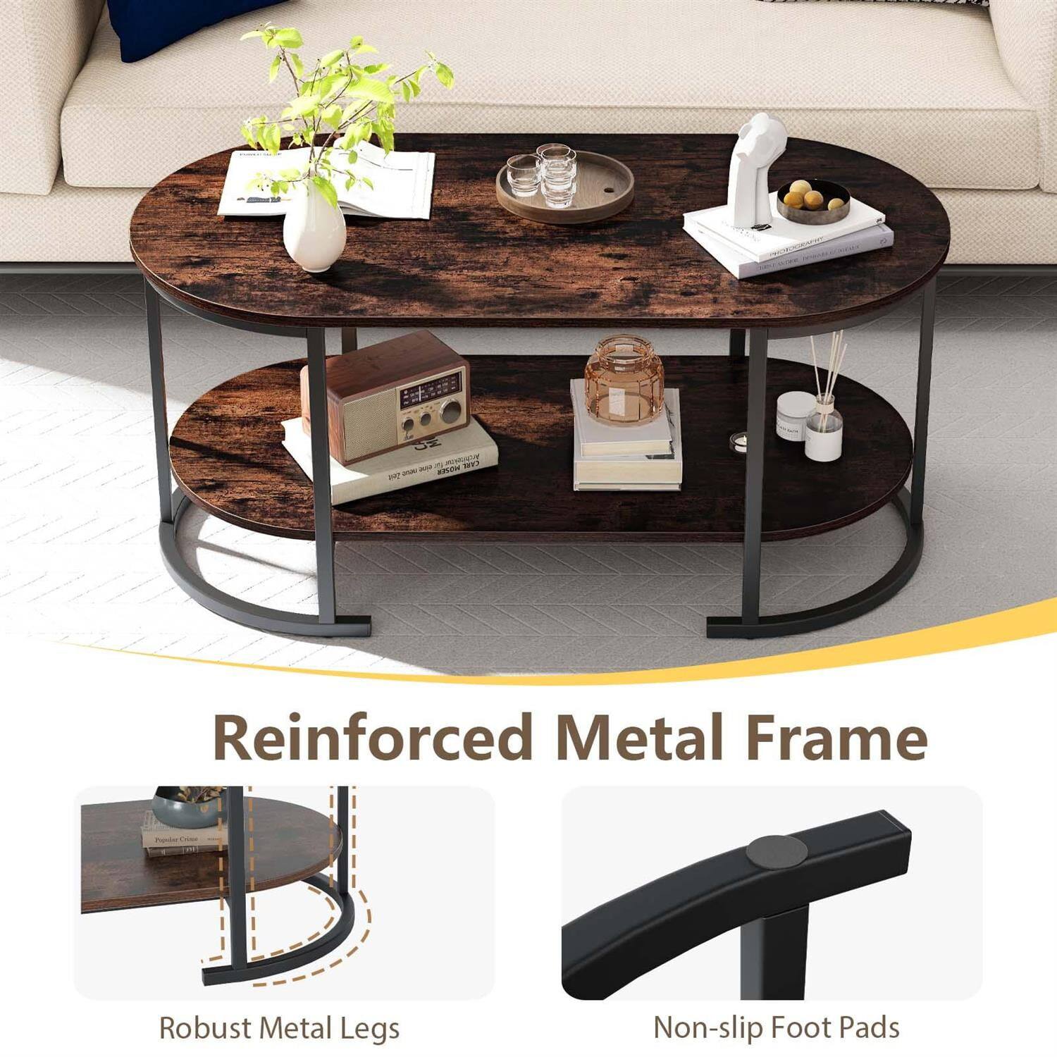 Reinforced Metal Frame  
Robust Metal Legs  
Non-slip Foot Pads