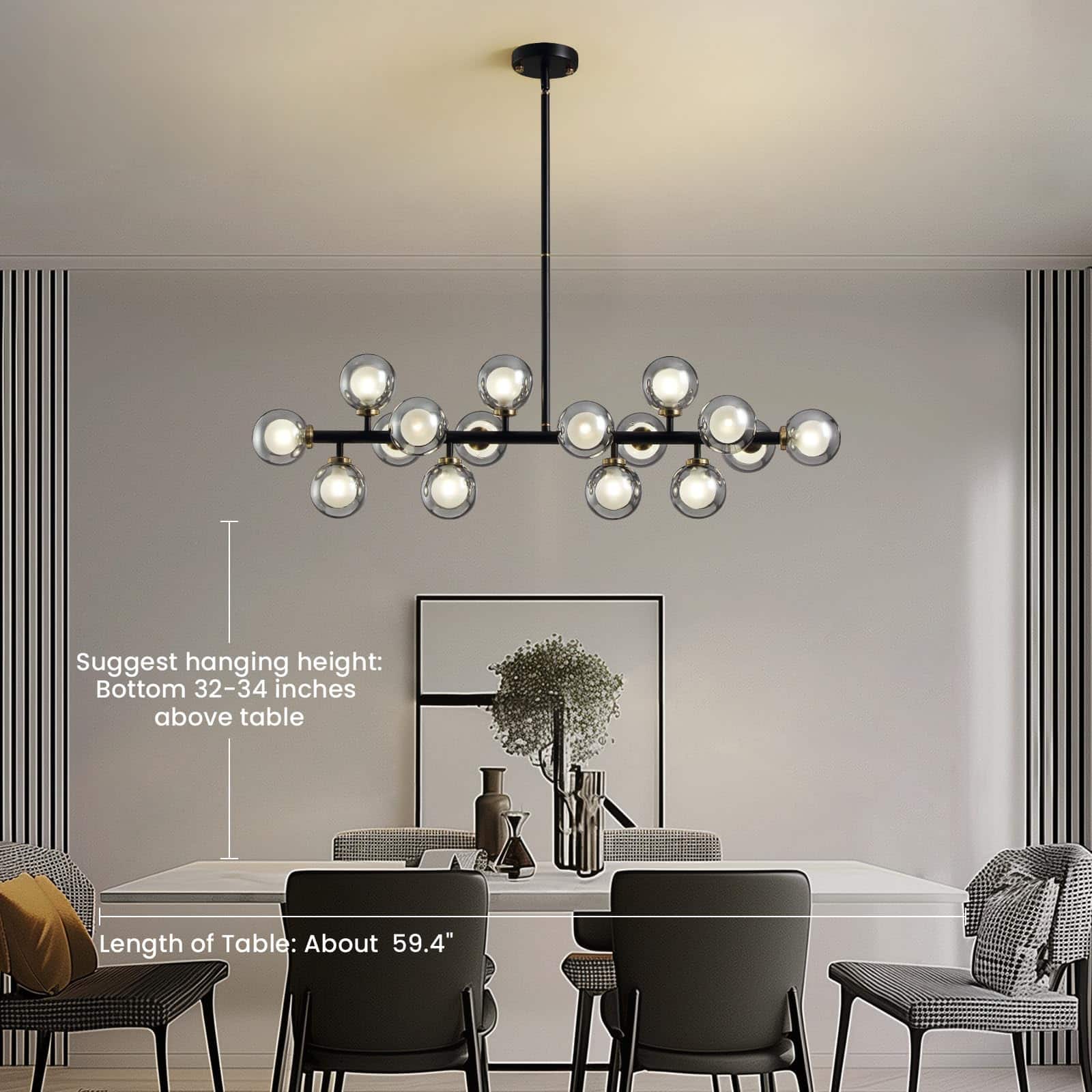 Siljoy 16 Light Linear Double Glass Shade Molecular Chandelier