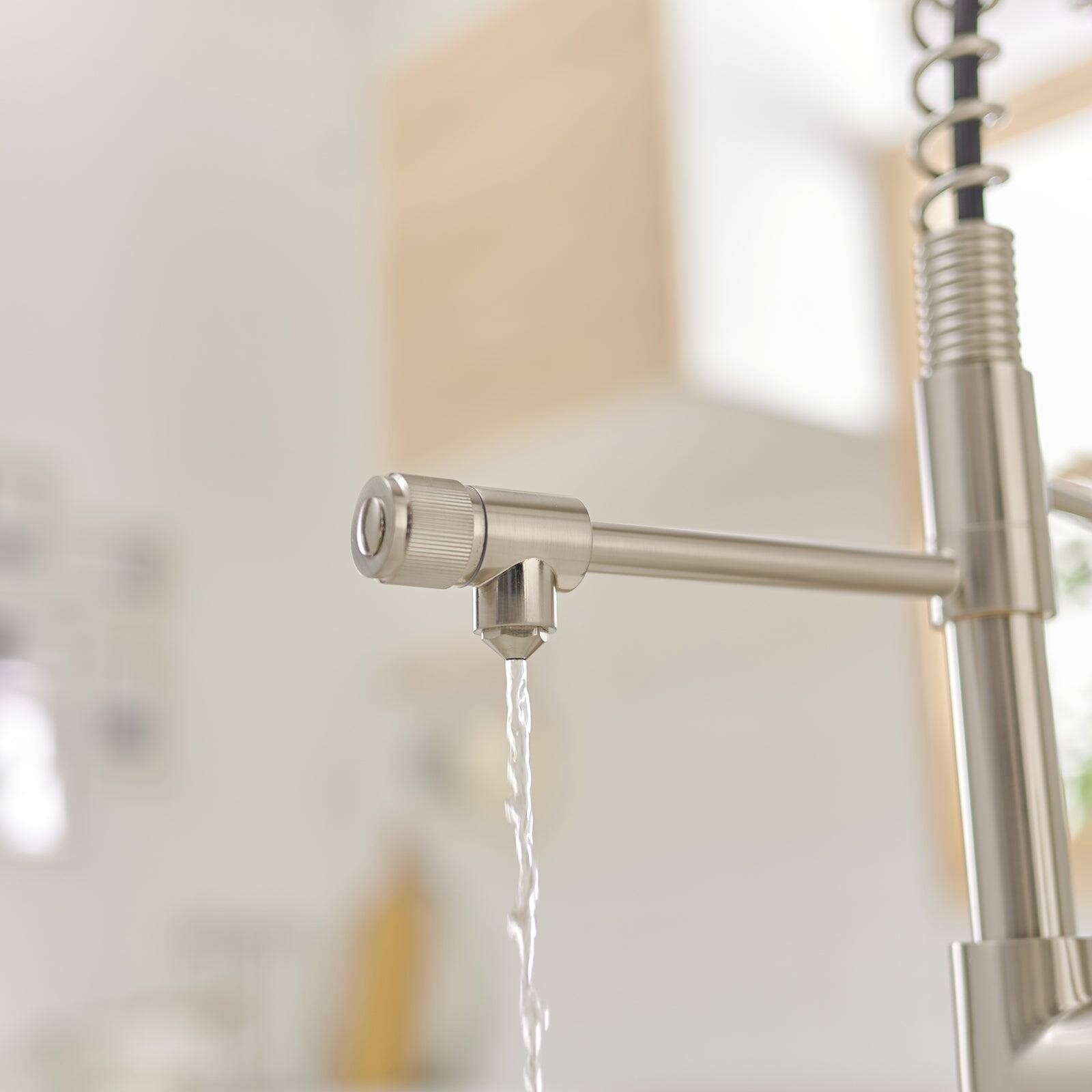 Alt View 3. Boyel Living - Brushed Nickel Single Handle Pull Down Sprayer Kitchen Faucet with Pot Filler and Water Supply Hose - Brushed Nickel.