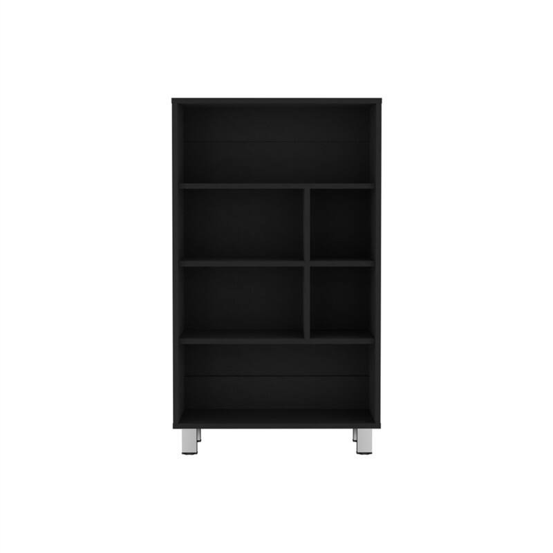 Alt View 3. HTUTWOO - Bookcase 40.6" H - 6-Shelf Engineered Wood Storage Display Shelf with 4 Legs, Compact Bookshelf for Small Spaces - Black.