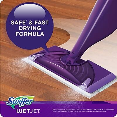 SAFE & FAST DRYING FORMULA

Swiffer WETJET

*do not use on unfinished oiled or waxed wooden boards, non-sealed tiles or carpeted floors because they may be water-sensitive