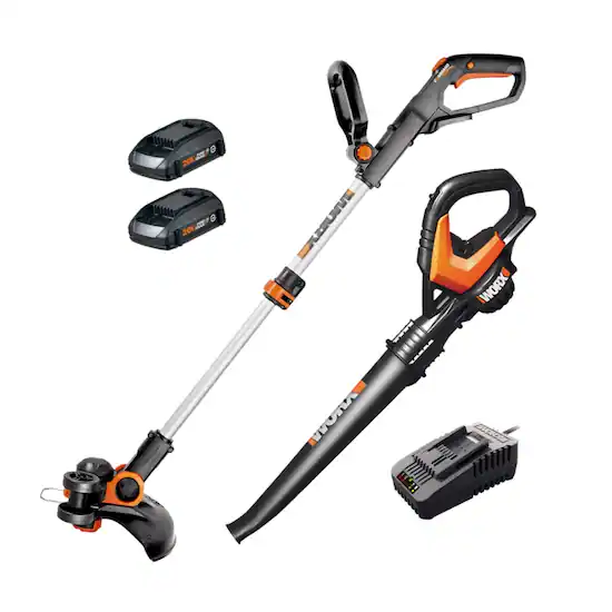 WORX 20V Cordless String Trimmer and Air Blower Combo Kit 2 x 2.0 Ah Batteries 1 x Charger Black WG916 Best Buy