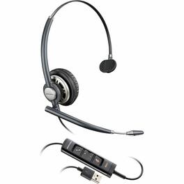 HP - Poly EncorePro 715 USB-A Monoaural Headset TAA - Mono - USB Type A - Wired - 150 Hz to 6.80 kHz - On-ear, Over-the-head - Black