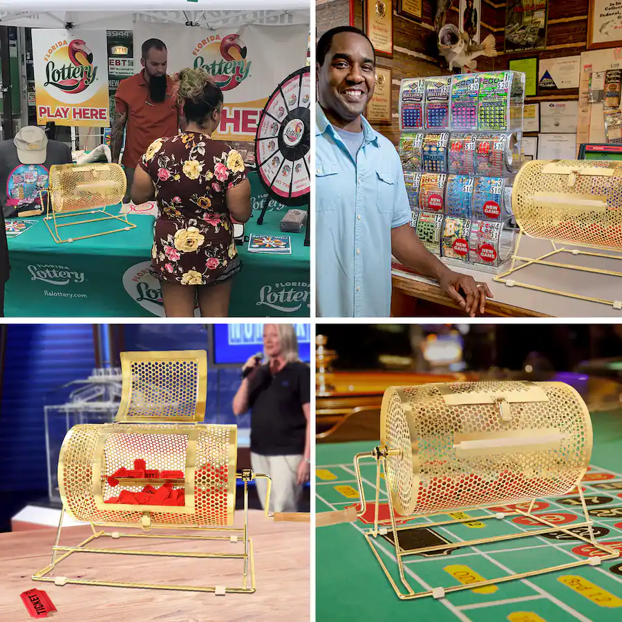 Florida Lottery Raffle GSE Games & Sports Expert Raffle Drum, Small Brass Raffle Ticket ...
