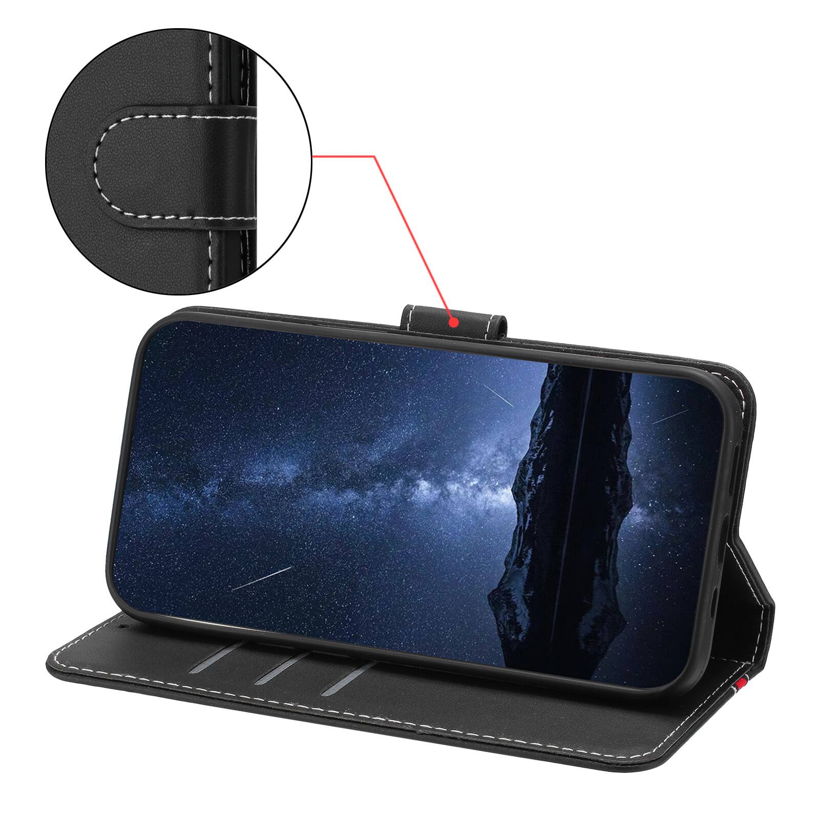 Alt View 2. Dteck - Slim Card Holder Case for Samsung Galaxy S24 Ultra,PU Leather Magnetic Closure Shockproof TPU Inner Flip Wallet Cover - Black.