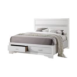 Manhattan Lane - Contemporary Queen Bed with Drawers and Glittering Stripes - White