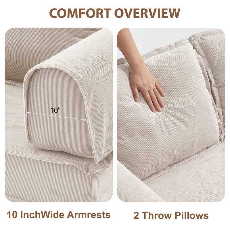 COMFORT OVERVIEW

10" 10 Inch Wide Armrests

2 Throw Pillows