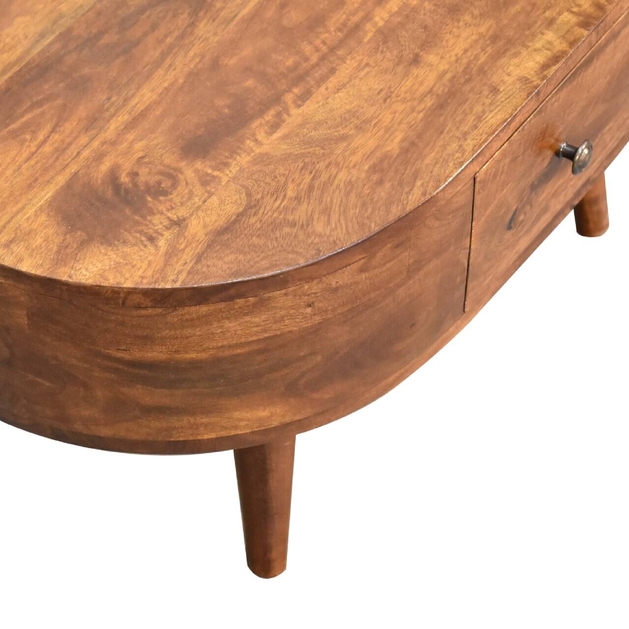Alt View 2. Artisan Furniture - Artisan Furniture Solid Wood Mini Chestnut Rounded Coffee Table, 2 Drawers, Brown - Brown.