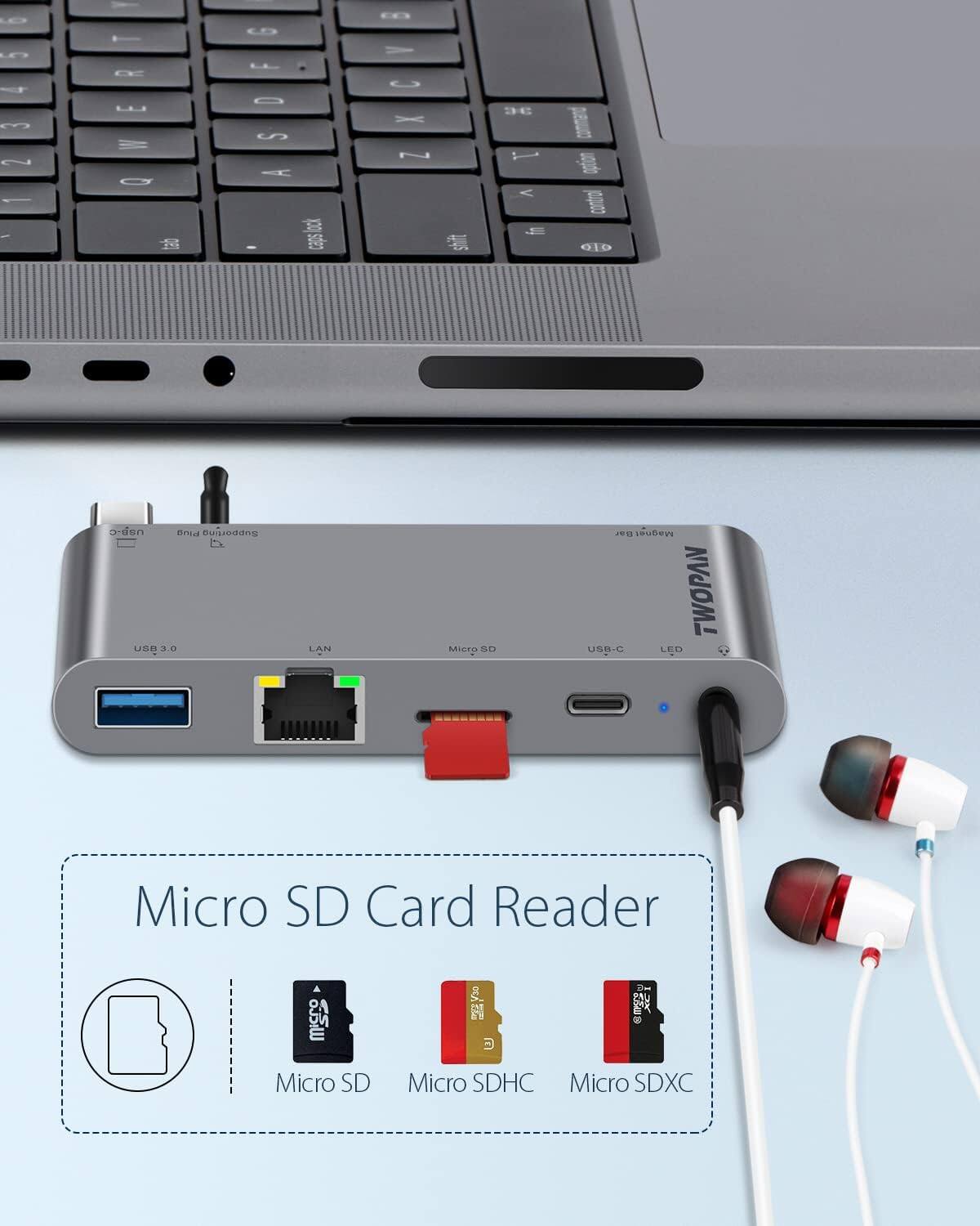 Micro SD Card Reader

- Micro SD
- Micro SDHC
- Micro SDXC

USB 3.0
LAN
Micro SD
USB-C
LED
