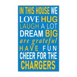 Fan Creations - Los Angeles Chargers 11" x 19" Briteline In This House Sign - Multicolor