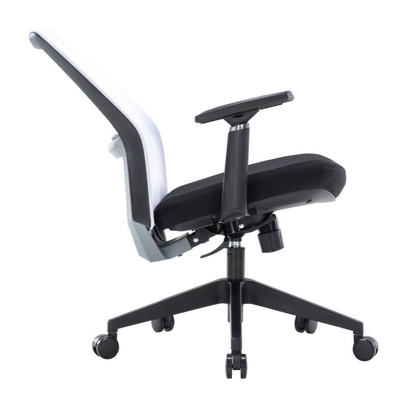 Alt View 7. LeisureMod - Ingram Mesh Office Desk Chair with Lumbar Support, Adjustable Arms & Swivel - White.