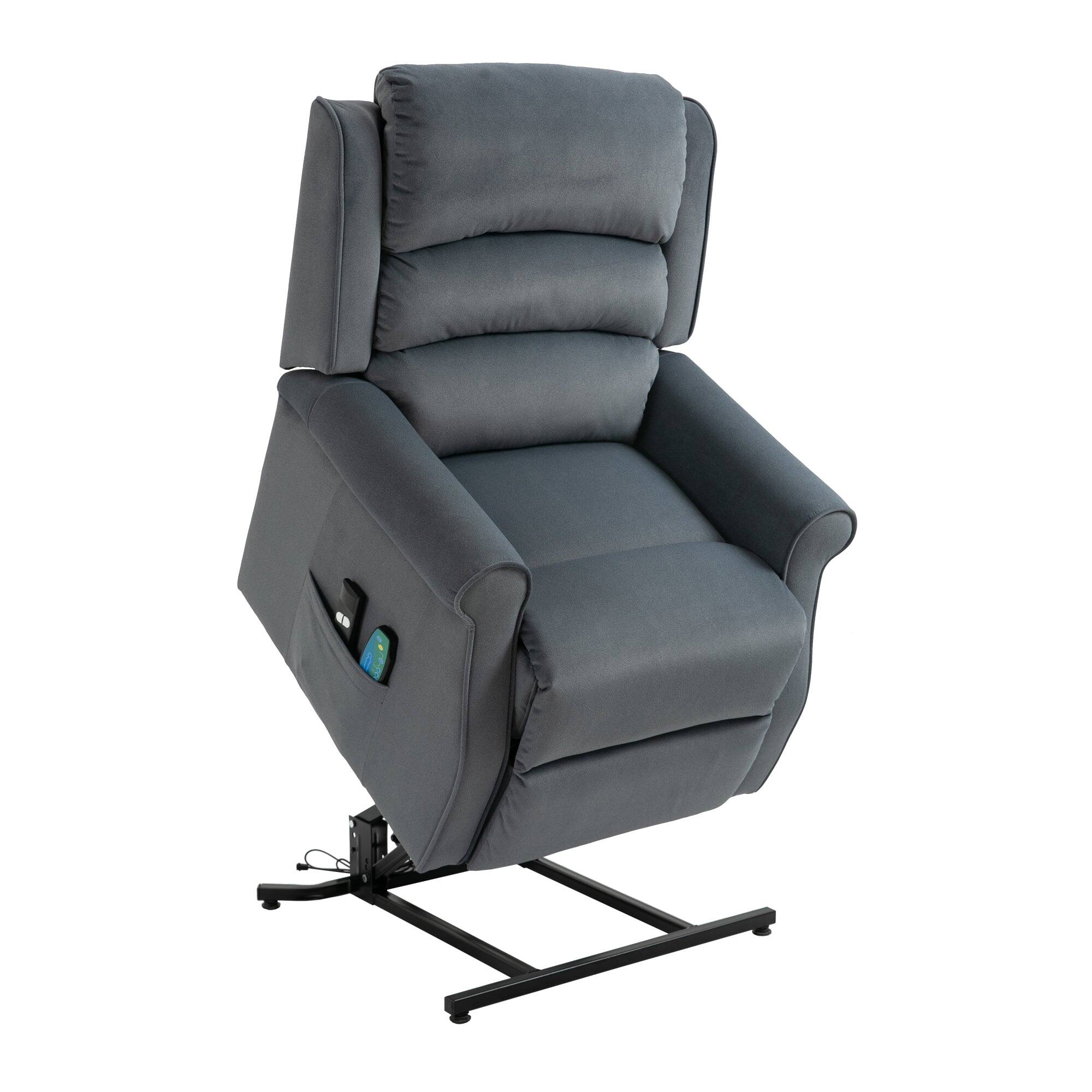 Back. Boyel Living - Ergonomic Fabric Manual Recliner Chair with Rocker and Swivel for Living Room - Blue.