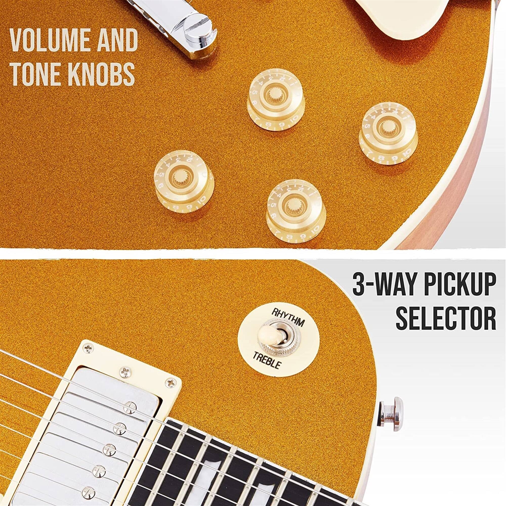 VOLUME AND TONE KNOBS
3-WAY PICKUP SELECTOR
RHYTHM
TREBLE
