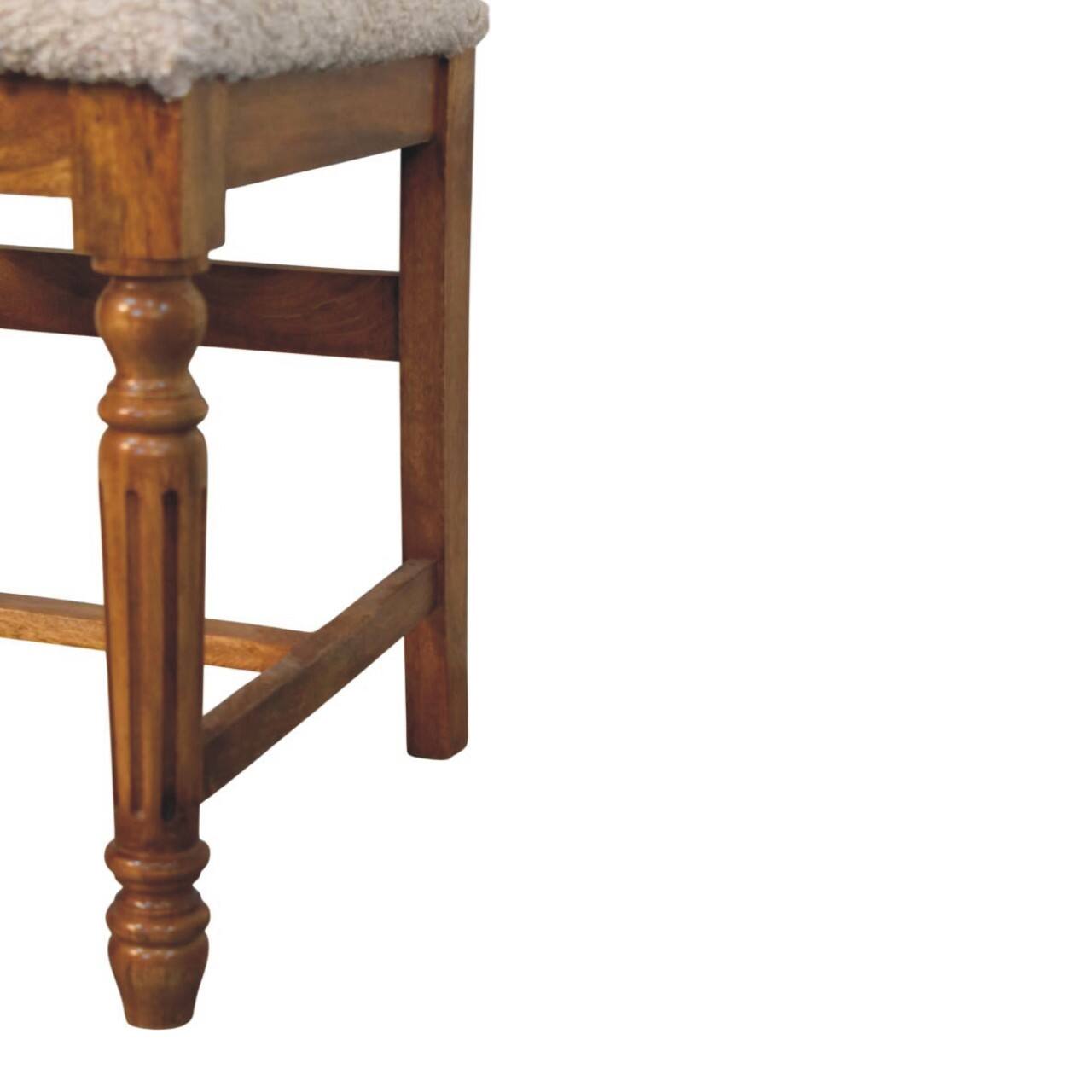 Alt View 2. Artisan Furniture - Writing Chair with Turned Legs, Upholstered, Brown - Brown and White.