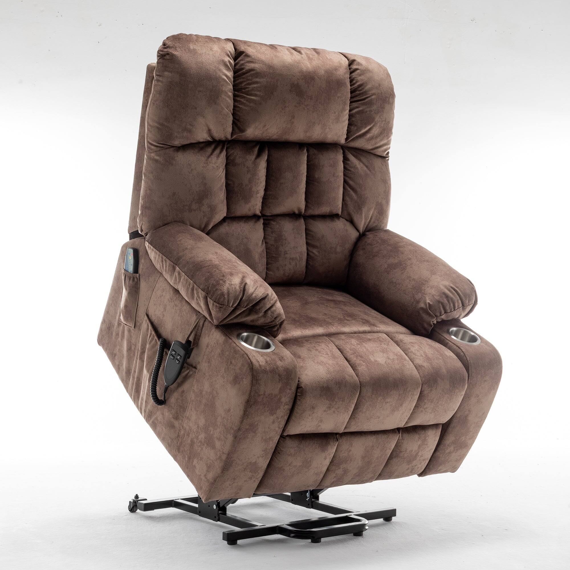 Alt View 2. Boyel Living - Lift Chair for Big and Tall Person 2 OKIN Motor Heat Massage 2 Remote 2 Cup Holder 2 Pockets - BROWN.