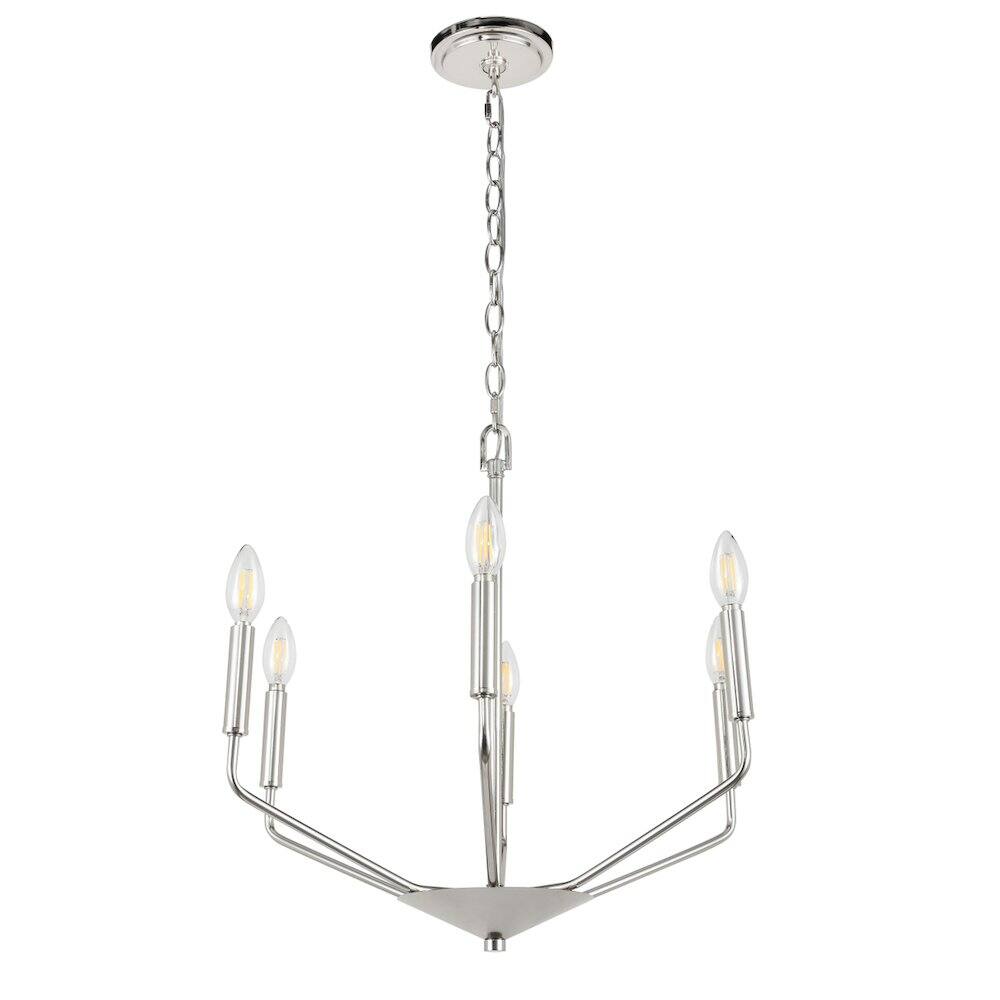 Back. Living District - Enzo 6 Light Chrome Pendant - Chrome.
