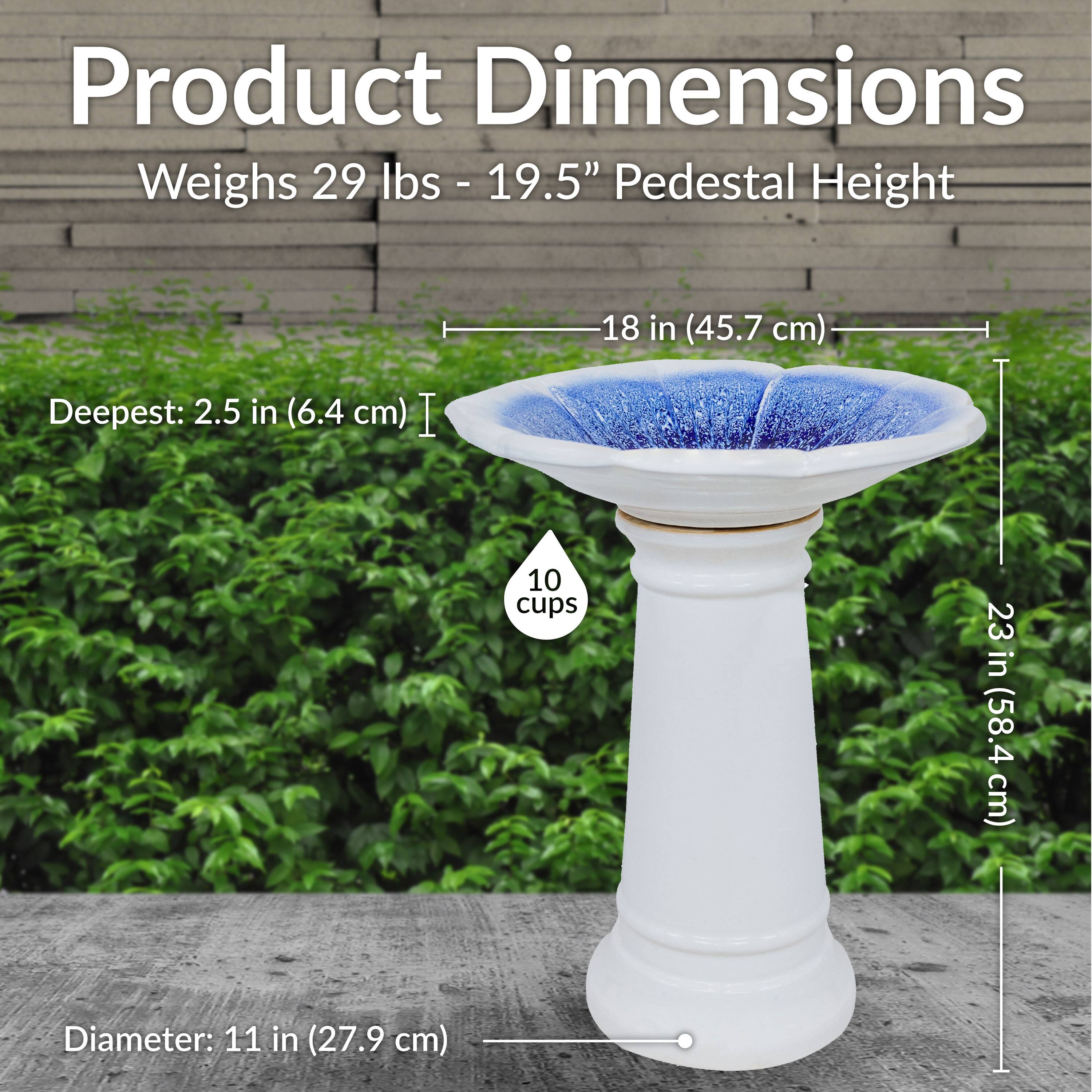 Product Dimensions  
Weighs 29 lbs - 19.5" Pedestal Height  
18 in (45.7 cm)  
Deepest: 2.5 in (6.4 cm)  
Diameter: 11 in (27.9 cm)  
23 in (58.4 cm)  
10 cups
