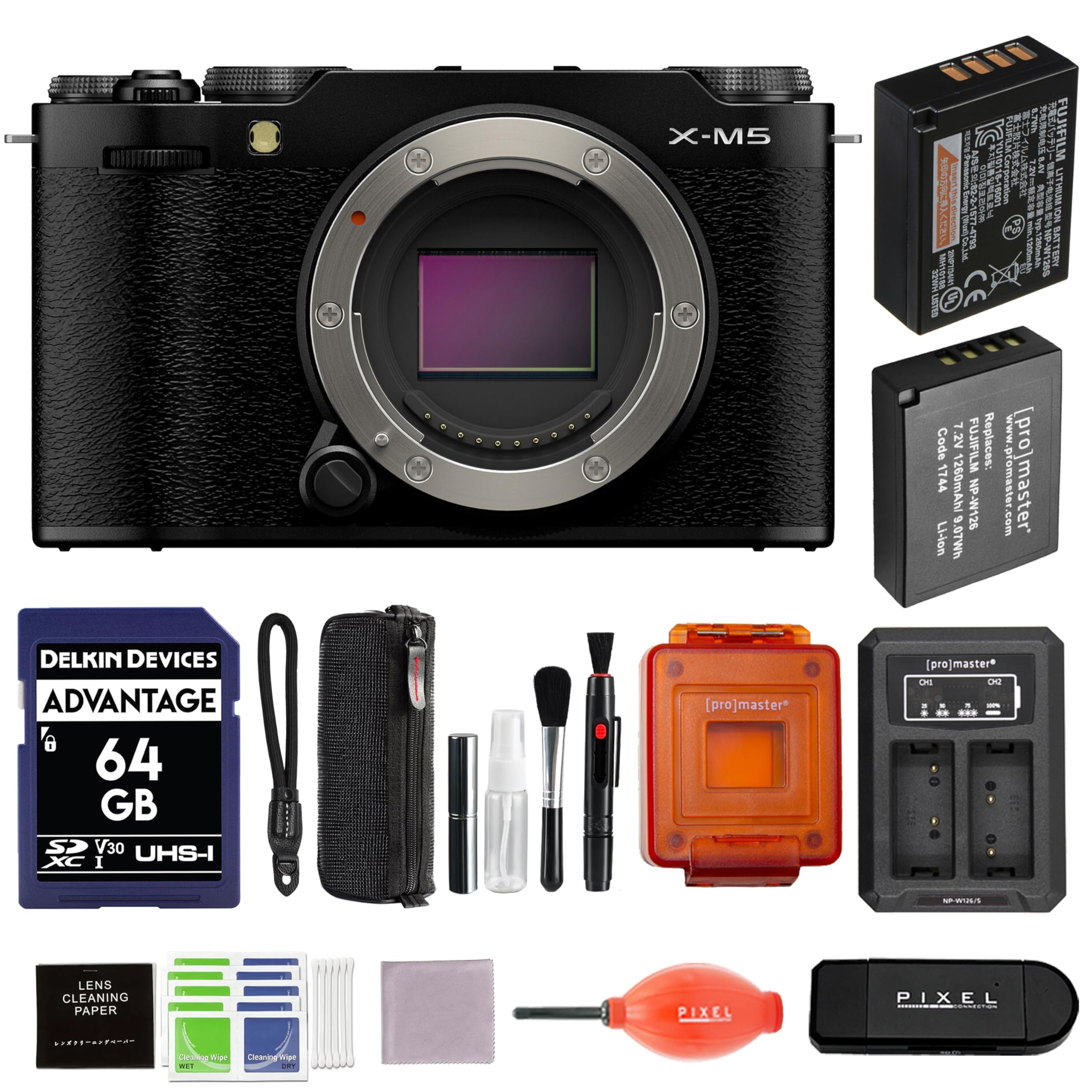 X-M5  
acians AR direction MPIS NTOVE - CATAN aa 0 419 TUsBGE gmration EM S  
FUJIFILM FEH AA UTHI A -ia I | I SATTERY 360 - Code 2 FUJIFILM Replaces: 1744 1260mAh NP-W126 Li-ion 9.07Wh  
www.promaster.com pro]master DELKIN DEVICES ADVANTAGE 0 64 GB SP V30 UHS-I XC I [pro]master* [pro]master* LMI  
NMNIL/S LENS CLEANING PAPER PIXEL PIXEL x .* Carding F Ceaen Terier