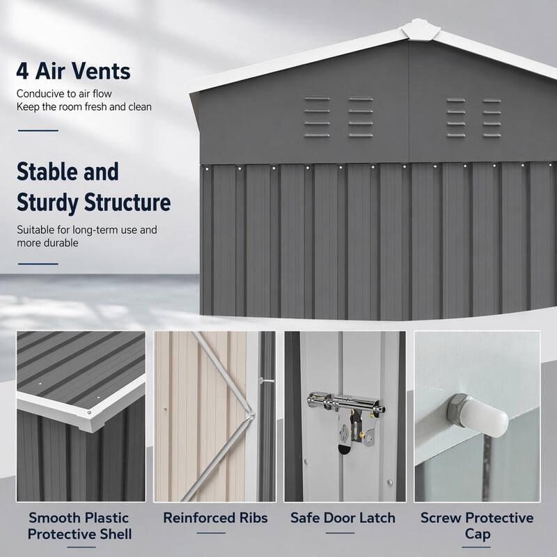 4 Air Vents  
Conducive to air flow  
Keep the room fresh and clean  

Stable and Sturdy Structure  
Suitable for long-term use and more durable  

Smooth Plastic Reinforced Ribs Protective Shell  
Safe Door Latch  
Screw Protective Cap