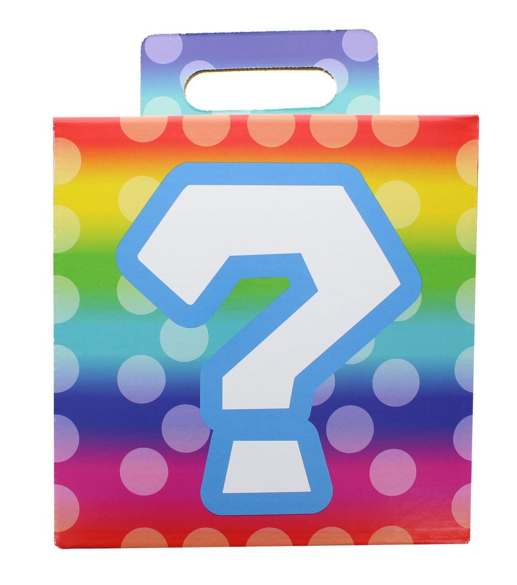 Alt View 1. Toynk - Rainbow Question Mark 7.5" x 7.5" x 7.5" Flat Empty Gift Box - Multi-Color.