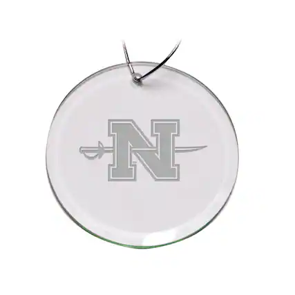 Front. Jardine - Nicholls State Colonels Primary Logo 3'' Round Glass Ornament - Multicolor.