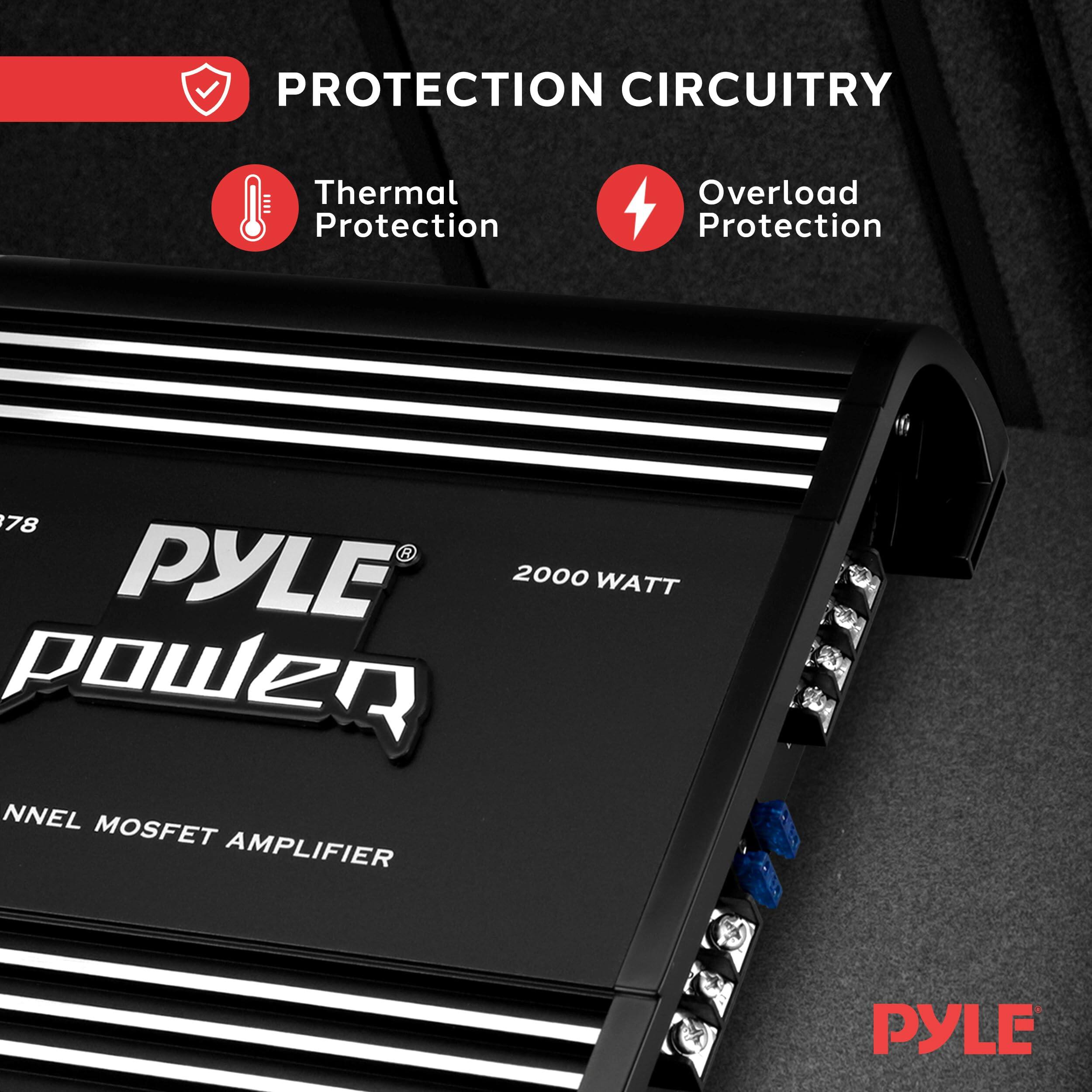 PROTECTION CIRCUITRY  
Thermal Protection  
Overload Protection  

PYLE  
2000 WATT  
power  
NNEL MOSFET AMPLIFIER