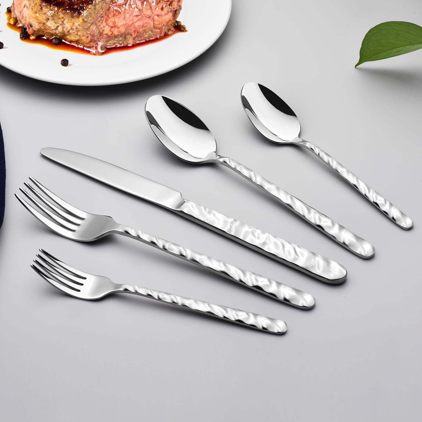 Alt View 2. Dazzed Corner - 40-Piece Premium Stainless Steel Silverware Set for 8, Heavy Duty Flatware Set - NYDJ2GF.