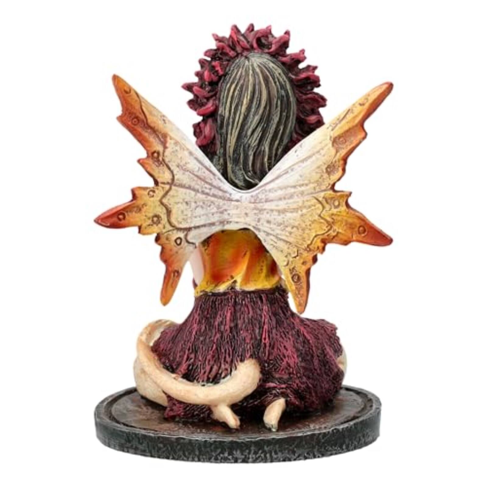 Alt View 1. Pacific Trading - 3 inch Autumn Flame Fairy Figurine with Fiery Orb and Golden Accents Perfect for Small Fairy Gardens.