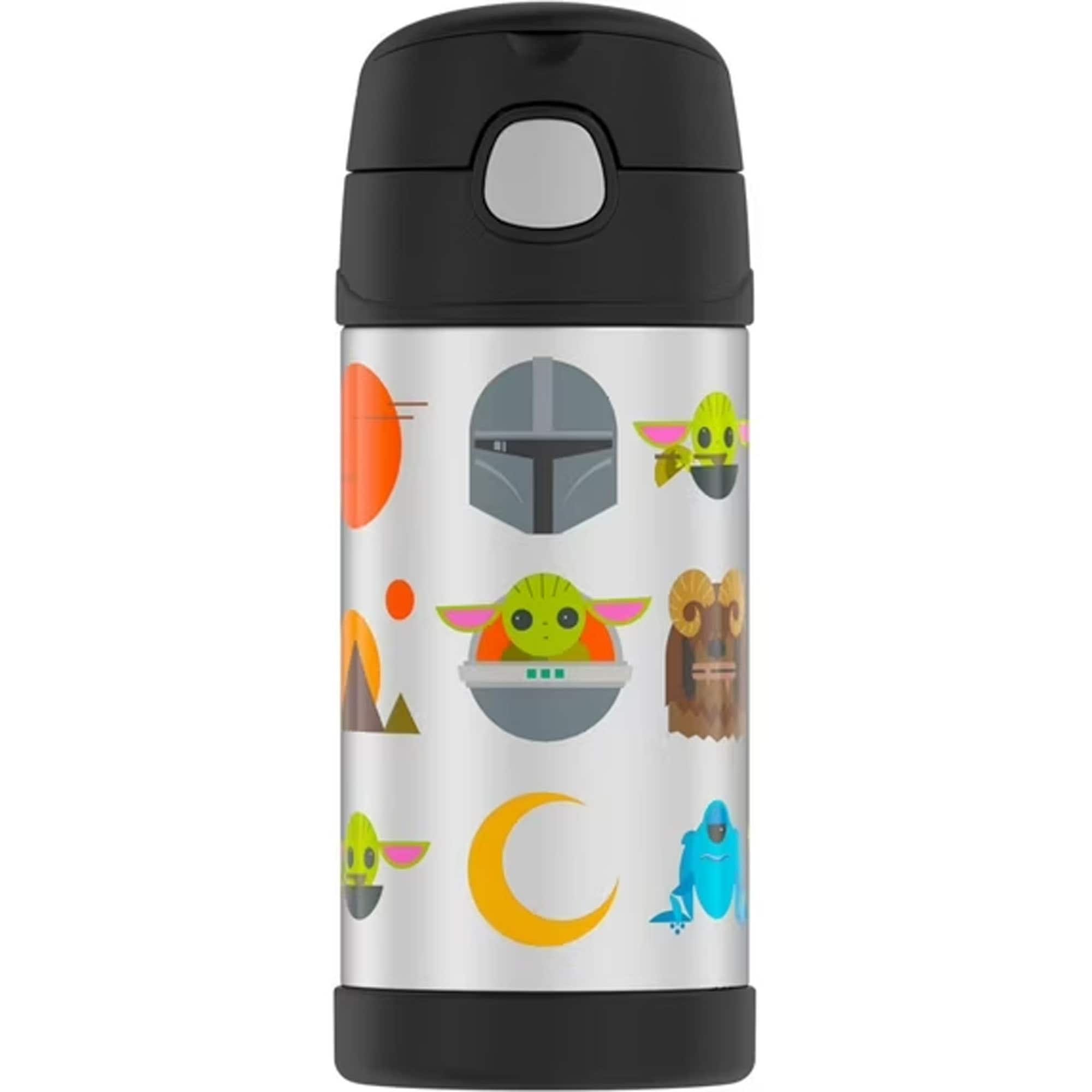 Front. Thermos - Thermos 12 oz. Kid's Funtainer Insulated Water Bottle - Mandalorian - Mandalorian.