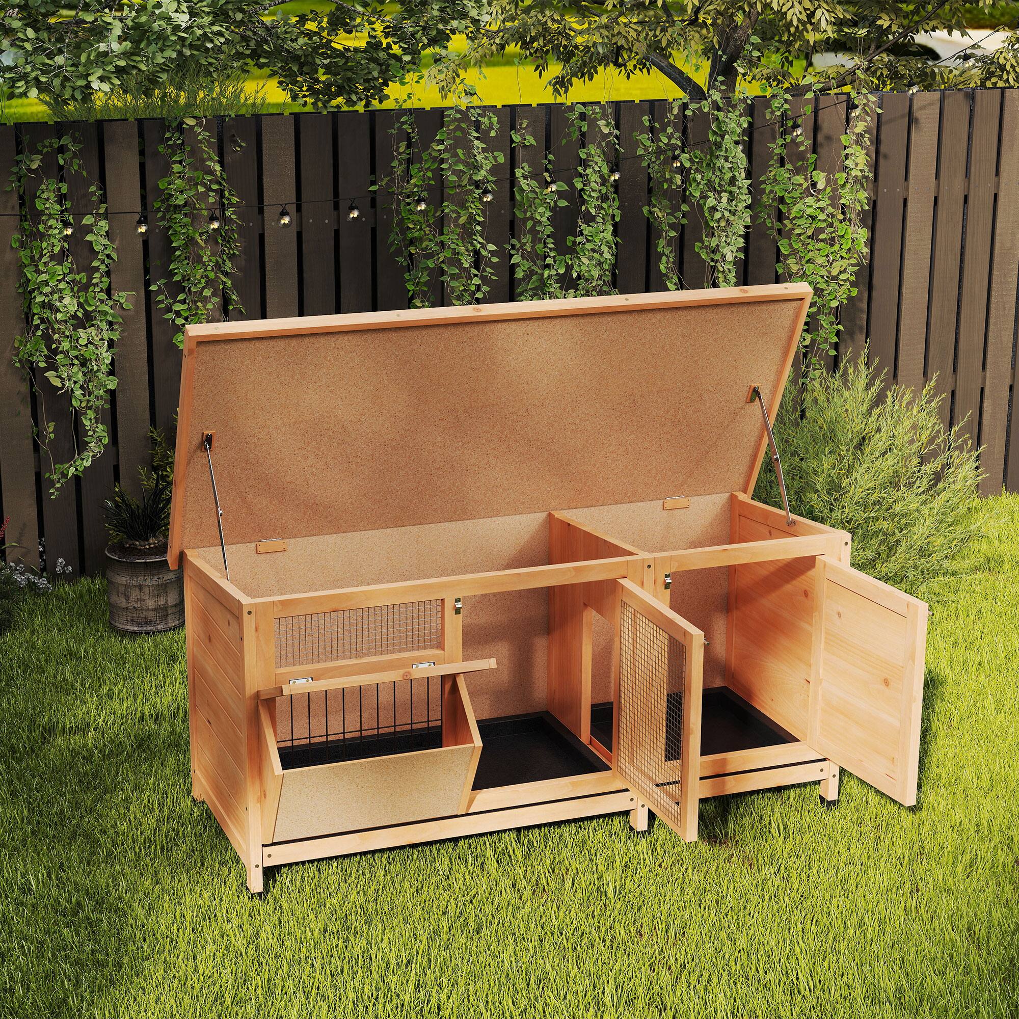 Alt View 7. Pawhut - Rabbit Cage with 2 Outside Areas and 1 Main House for Small Animals.