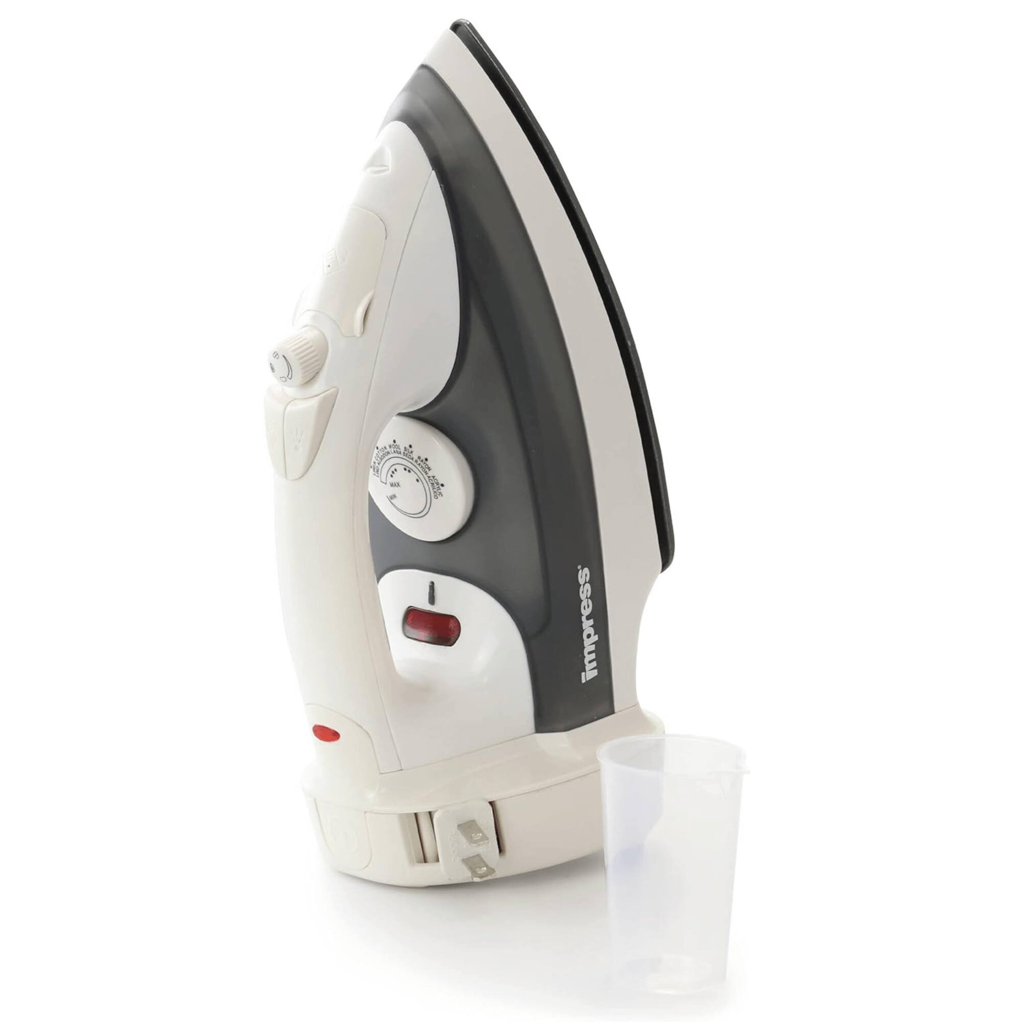 Angle. Impress - Mid-Size Cord-Rewind Iron with Non-Stick Spray and Burst - White.