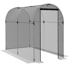 Outsunny - 4' x 8' Crop Cage, Plant Protection Tent with Zippered Door and Galvanized Steel Frame - Black