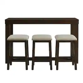 FurniFact - Transitional Bar Table with Shelf, Multi Counter Height Dining Table - Dark Walnut