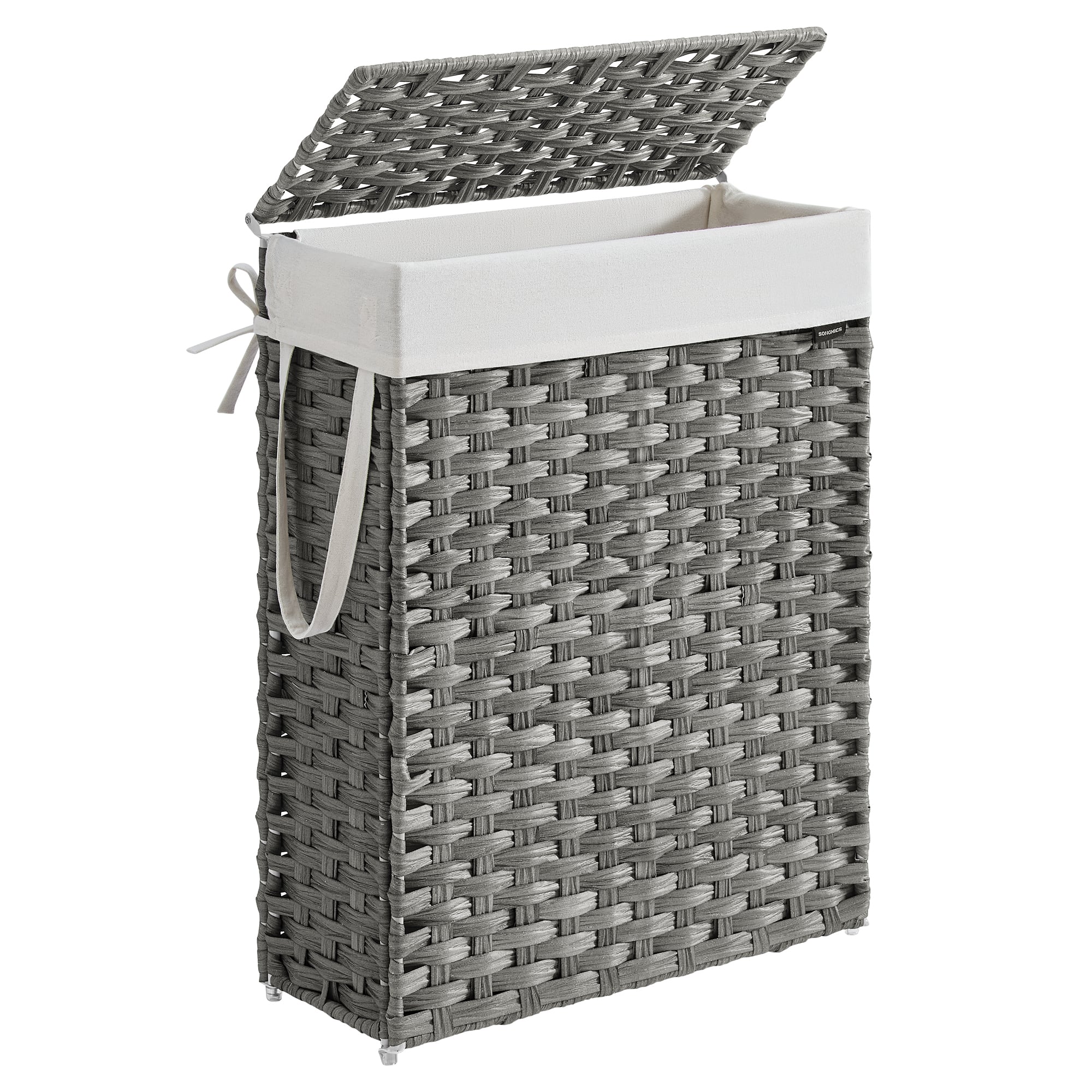 Songmics Home - Slim Laundry Hamper with Lid and Handles, 14.5 Gallon (55L) Rattan Clothes Laundry Basket, Foldable, Removable Liner - Dove Gray price history on PriceWatchPro