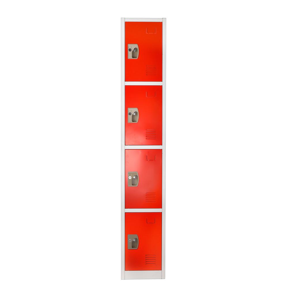 Angle. AdirOffice - Storage Locker 629-Series 72" H 4-Tier Steel Key Lock 4-Shelf Locker with Key Lock - Red.
