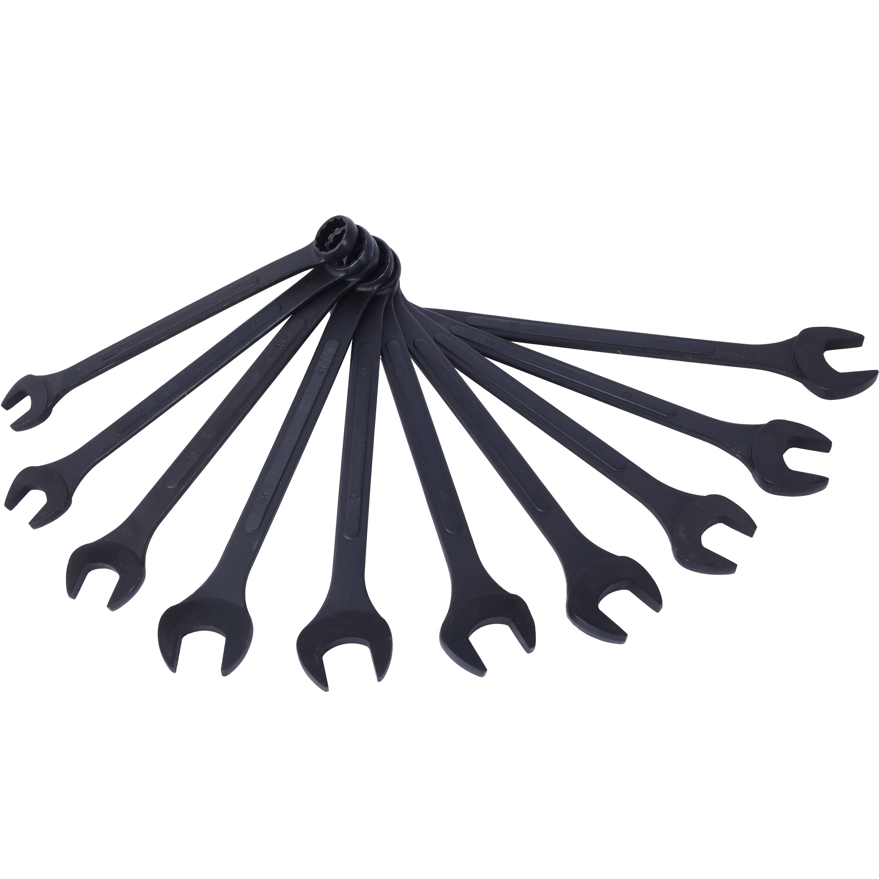 Angle. LOVMOR - Metric Jumbo Combination Wrench Set 10 PC Extra Large Black Oxide Finish with Storage Pouch.