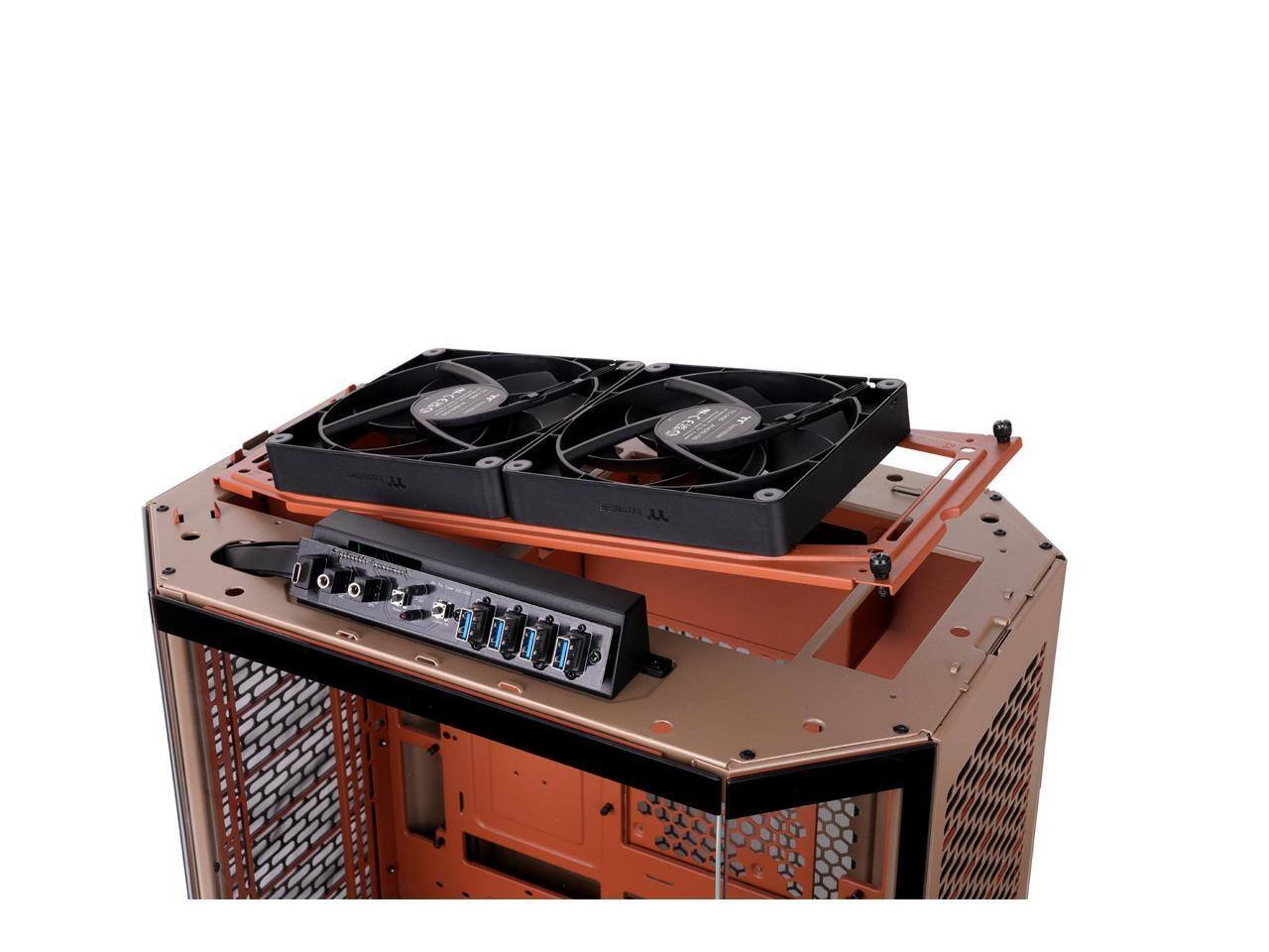 Alt View 5. Thermaltake - Thermaltake Tower 600; 2x140mm Fans; 420mm Rad; 400mm GPU; Hidden Connectors; Rotatable Slots; Gravel Sand - Gravel Sand.