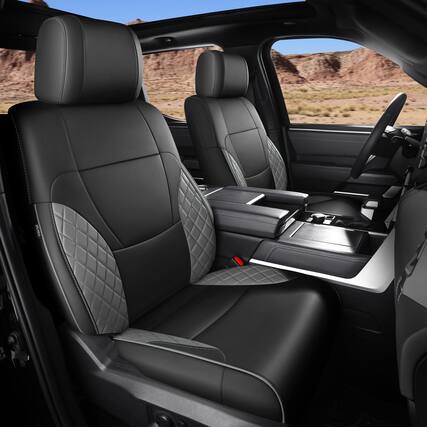 Front. COTTAGE - For Toyota Tundra Seat Covers Custom Fit Full Set Waterproof Durable Leather Car - Default.