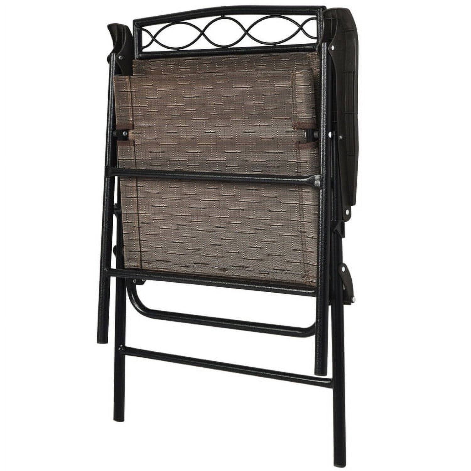 Front. Kadyn - 3 Patio Dining Set, Small Patio Conversation Furniture Set with Patio Folding Chairs and Table - Brown.