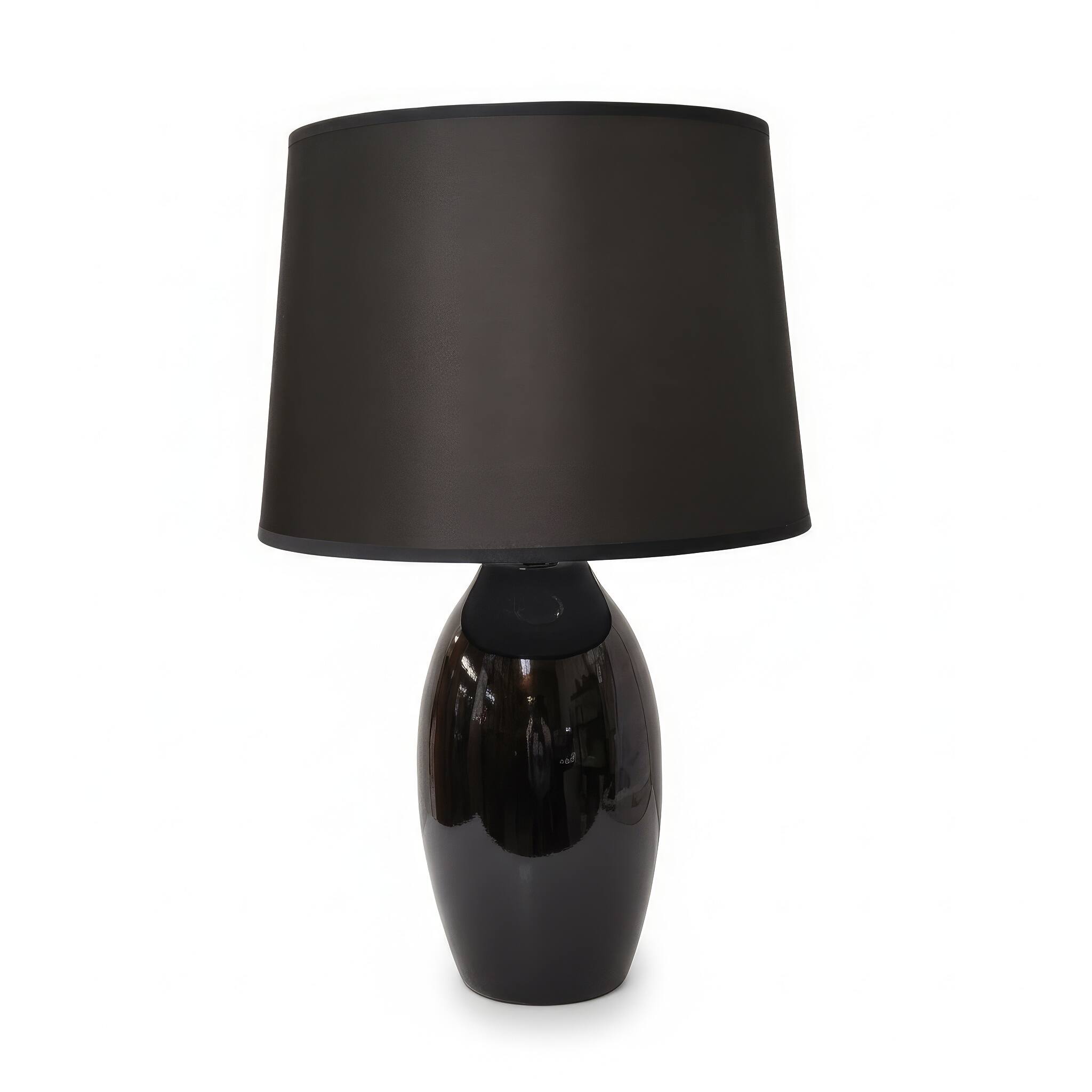 Angle. FC Design - 23"H Black Glossy Vase w/ Matching Fabric Shade Table Lamp.