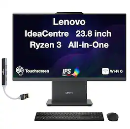 Lenovo - IdeaCentre 24ARR9 All-in-One 23.8 FHD Display (Ryzen 3 7335U, 8GB, 256GB SSD, Win 11 Home) w/USB Hub - Luna Grey