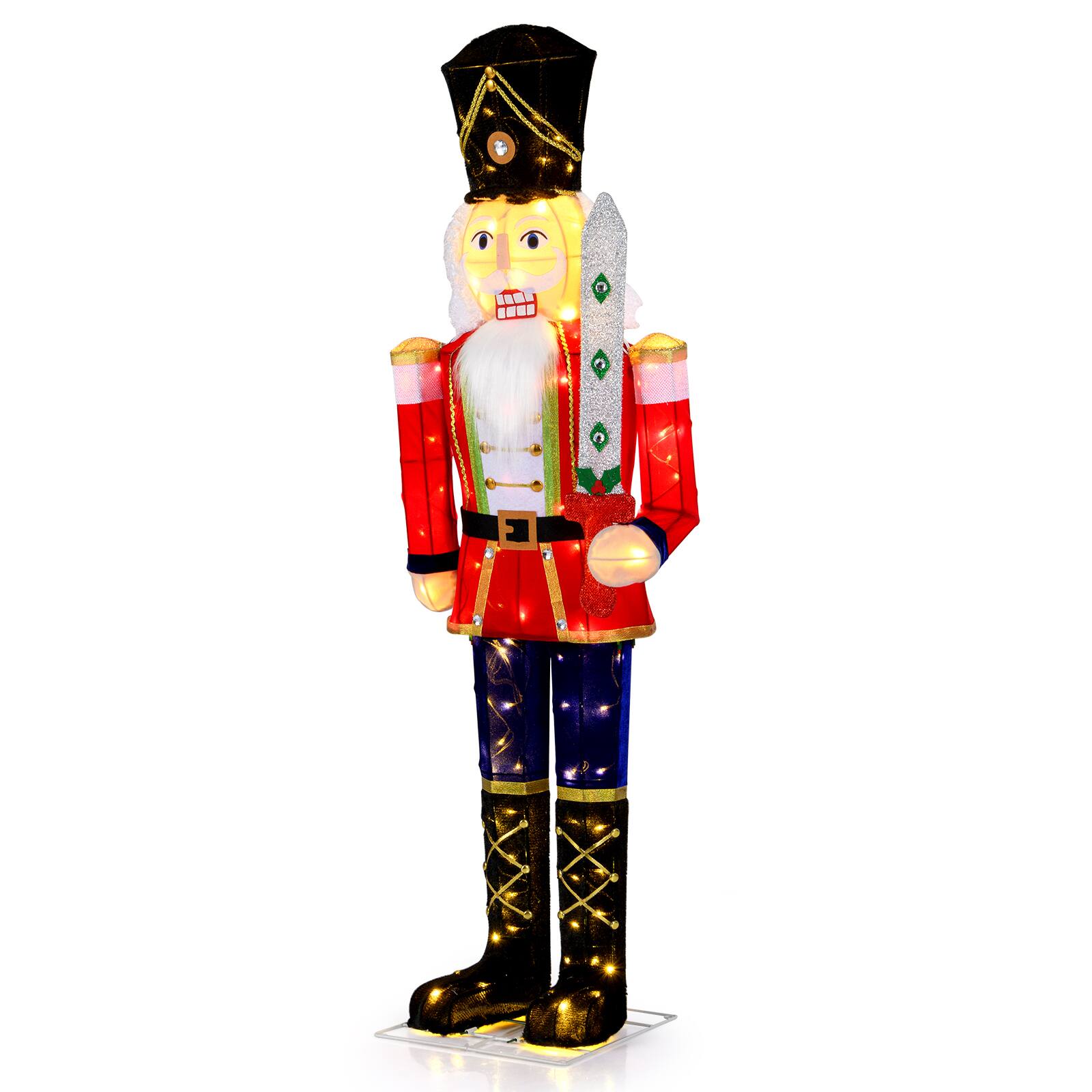 Alt View 5. Gymax - Gymax 2PCS 5 FT Lighted Nutcracker Soldier Christmas Decoration w/Glitter Sword Outdoor - Multicolor.
