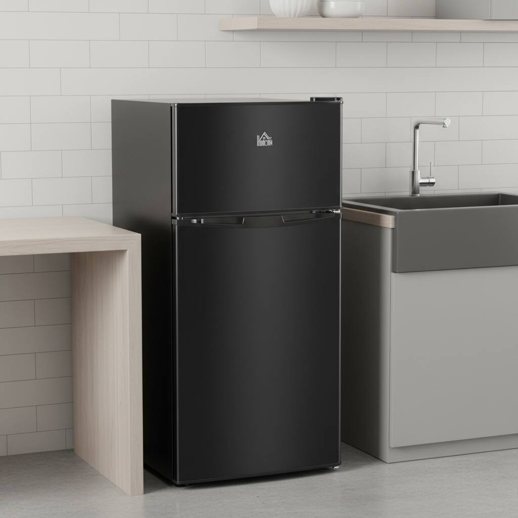 Back. Forest'nSky - 3.2 Cu.Ft Mini Fridge with Freezer, Adjustable Thermostat & Energy Efficient,Black - Black.