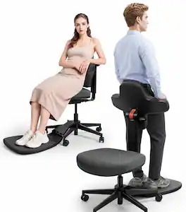 Newtral - MT Standing Desk Chair 5-in-1 Ergonomic Standing Mate Chair Adjustable Sit-Stand-Lean Flip Backrest & Posture Support - Gray-M/L