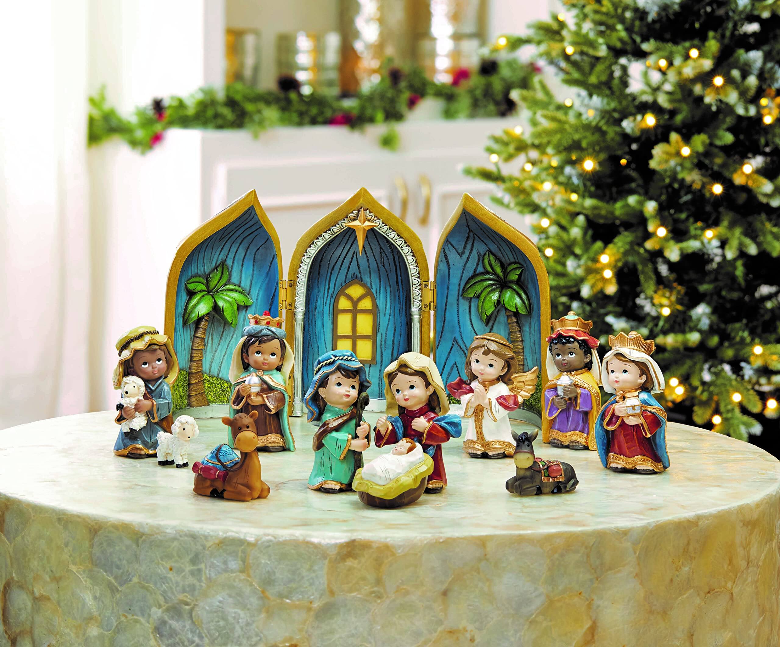 Alt View 1. Refined Abode Design - Nativity Scene 12-piece Handcrafted Figurine Set Christmas Families Hand-painted Holiday Decor Display - MULTI.