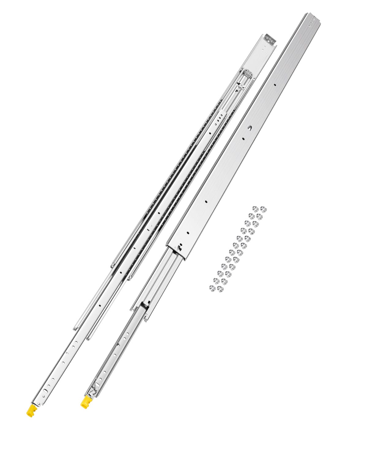 VEVOR - 1 Pair Full Extension Drawer Slides 18 20 22 28 30 32 36 38 40 44 48 52 56 60 in, 500 lbs Load Capacity Locking Drawer - Silver