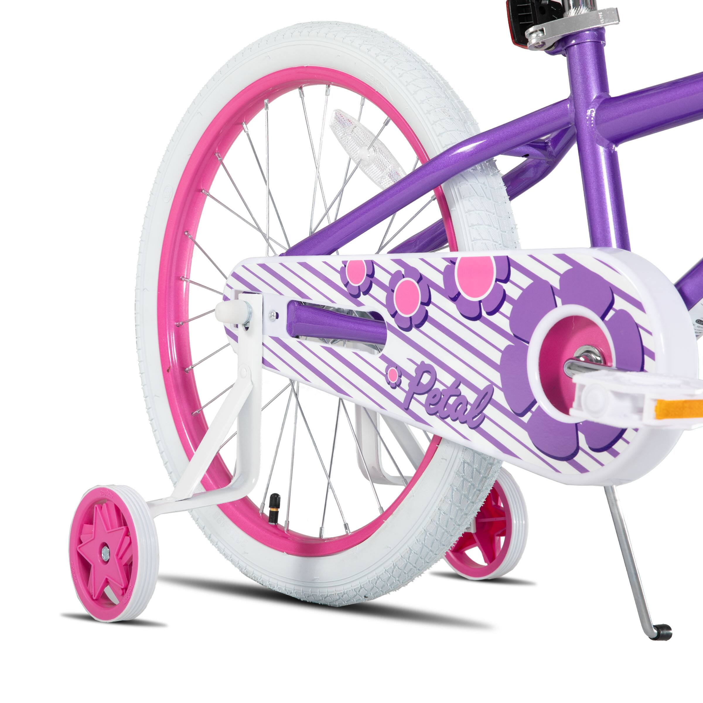 Alt View 4. JOYSTAR - JOYSTAR Petal 16 Inch Kids Bike for Ages 4-7 Girls, Children's Bicycle with Training Wheels & Basket, Purple - Purple.